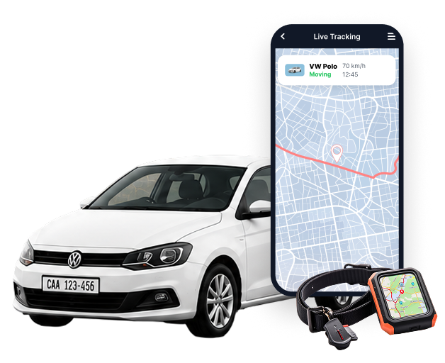 White VW Polo with GPS tracking
